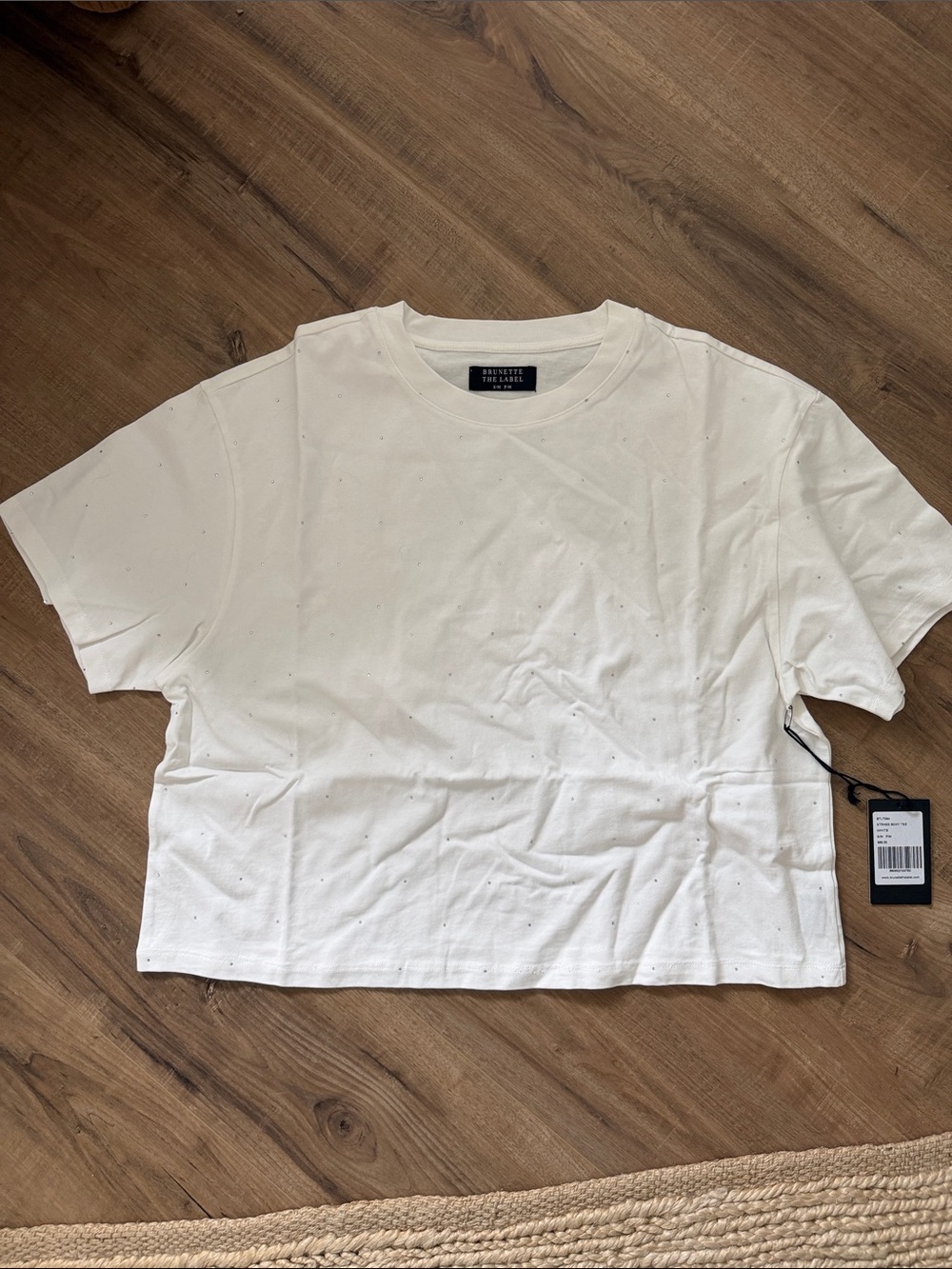 Brunette The Label White Speckled Boxy Tee